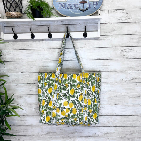 Quilted Tote Bag - Lemon Groves