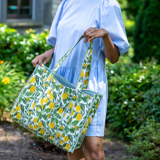 Quilted Tote Bag - Lemon Groves