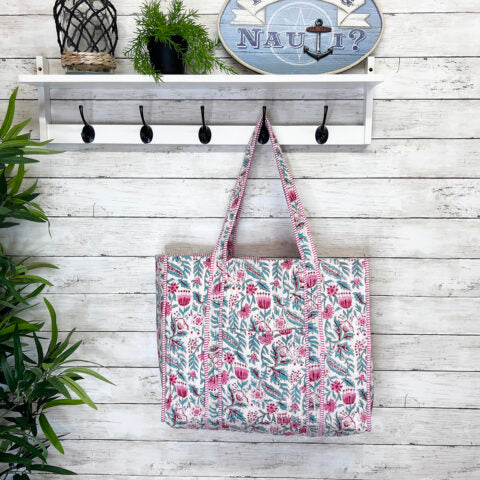 Quilted Tote Bag - Vivid Wildflowers